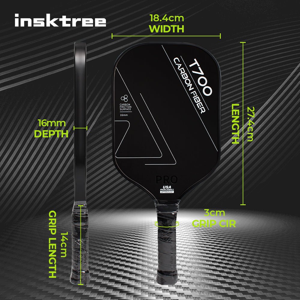 INSK - 750LY Pickleball Racket T700 Foam Approved Adult Crbn Graphite 16MM Thickness Custom Carbon Fiber Pickleball Paddle - insktree