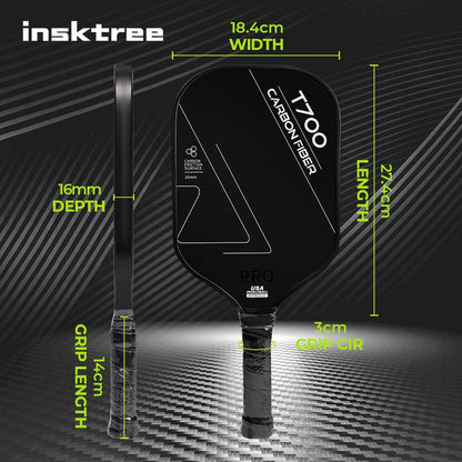 INSK - 750LY Pickleball Racket T700 Foam Approved Adult Crbn Graphite 16MM Thickness Custom Carbon Fiber Pickleball Paddle - insktree